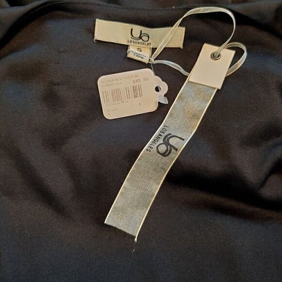 NEW Black Sleeveless Dress Sz S Twisted Slouch Neckline w Belt Ya Los Angeles - Picture 6 of 6